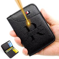 Customized Name Portable Super Slim Soft Wallet PU Leather Credit Card Wallet Purse Card Holders Men Wallet Thin Small Wallets