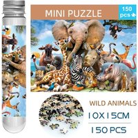 MaxRenard Paper Jigsaw Puzzle Mini Pieces 150pcs Wild Animal Test Tube Educational Toys Family Game Portable Leisure Toy
