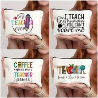 Teacher Series Cosmetic Bag, Pen Case Storage Handbag, Coin Purse, Gift Bags, Shopping Bag, Cloth Travel Storage Zipper Bags