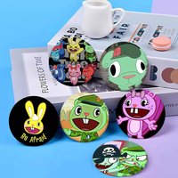 1pc Anmie A-Happy Tree Friends-S Cartoon Style Badge Brooches On Backpack Decoration Round Enamel Pins For Accessorys