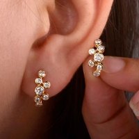 Elegant Bubble Shaped Sparking Synthetic Zirconia Hoop Earrings for Women's Exquisite Banquet Wedding Jewelry Accessories Crafts
