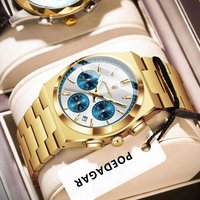 POEDAGAR Top Luxury Man Watch Chronograph Date Stainless Steel Men Wristwatch Waterproof Luminous Exquisite Men's Quartz Watches