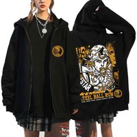 Anime JoJo's Bizarre Adventure Johnny Joestar STEEL BALL RUN Graphic Zipper Hoodie Men Women's Casual Vintage Zip Up Sweatshirt