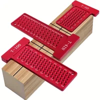 Woodworking Scribe Metric Inch T-Square Scribing Aluminum Alloy Pocket Ruler Hole Marking Gauge T-type Line Drawing DIY Tools