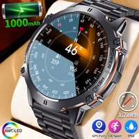 2025 nouveau 1000mAh grande capacité batterie montre intelligente hommes adultes GPS chemin boussole altimètre 1.73 pouces grand écran IP68 montre intelligente