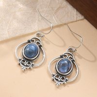 Bohemian Hollow Inlay Synthetic Gemstone Pendant Earrings For Women's Daily Vacation Parties Perfect Jewelry Gifts