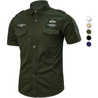 Summer Shirt Men Cotton Short Sleeve 101 Airborne Tactical Air Assault Shirts Male Casual Big Size M-6XL Camisa Militar