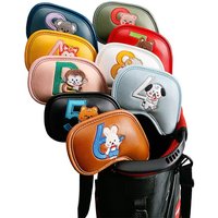 9Pcs Cute Cartoon Animal Golf Iron Head Covers, PU Leather Embroidery Club Protectors, Golf Accessory Gift for Men Women Golfers