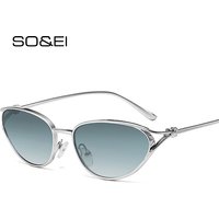 SO&EI Retro Metal Cat Eye Sunglasses Women Fashion Gradient Shades UV400