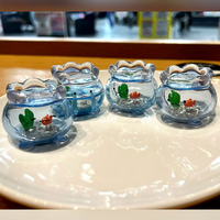 New Product In Stock Transparent Mini Transparent Goldfish Tank Jun Expression Blind Box Desktop Decoration Kawaii Festival Gift