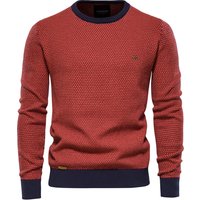 AIOPESON coton épissé pulls pull hommes décontracté chaud col rond qualité hommes tricoté pull hiver mode chandails pour hommes