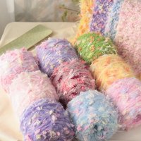 100g Mohair Wool Hand Blended Yarn Green Long Hair Chunky Yarn for DIY Knitting Crochet Soft Spring Yarn for Handmade Crafts