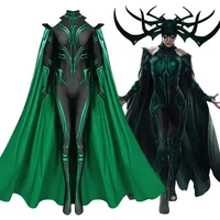 Hela Cosplay Costume Thor 3 Ragnarok Supervillain Hela Cosplay Jumpsuit Bodysuit Cloak Suit Halloween Costumes for Aldult Women