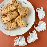Animals Dog Series Cookie Cutter Stamp Plastic Cartoon Pressable Biscuit Mold Confectionery Kitchen Baking Pastry Tools