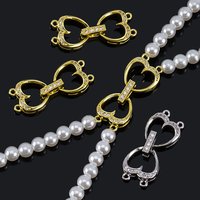 2pcs 14K Gold Plated Clasps Connector Brass Double Row Love Extenders Converter for DIY Pearl Bracelet Necklace Jewelry Making