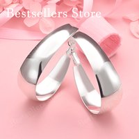 Elegant 925 Sterling Silver 50mm Polished U-Shaped Earrings for Women - Fashionable Wedding Gift Jewelry