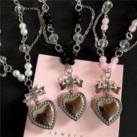 Goth Y2K Heart Locket Pendant Stainless Steel Silver Color Open Photo Frame Necklace For Women Aesthetic Charm Trendy Jewelry