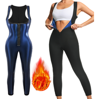 Women Hot Thermo Sauna Suits Bodysuit One Piece Jumpsuits Fitness Workout Sweat Suits Bodysuits Gym Waist Belly Trimmer Leggings