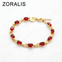 18K Gold Red Zircon Crystal Rabbit Ears Bracelets For Woman Hand Chain Party Wedding Fashion Jewelry
