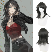 Anime Yahata Umiri Cosplay Wig Black Medium Length Layered Mullet Wig Heat Resistant Synthetic Hair for Women Comic Con Daily