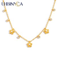 Dainty Flower Necklace for Women, Romantic Small Gold Pendant, 18K Gold Plated Stainless Steel Valentine's Day Jewelry Gift