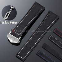 Sailcloth Nylon Watch Strap 20mm 22mm for Tag Heuer Carrera Monaco Leather Watchband Folding Buckle Men Women Business Wristband