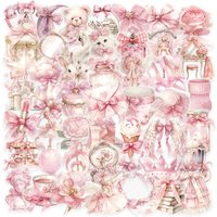 50PCS Pink Fairy Tale Stickers Cartoon Girl Gift Series Transparent Waterproof PET Stickers for Phone Laptop Guitar Water Cup