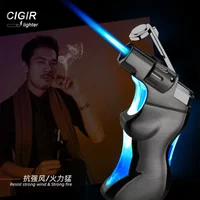 Funny Sexy Women's Body Portable Igniter Torch Lighter Butane Gas Gun Jet Butane Lighter with LED Light Cigar Lighter