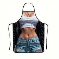 1pc Chic Sexy Street Style Apron - Polyester, Lightweight, Design for Kitchen and Dining Use, Cute Apron