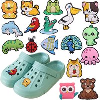 Good Quality 1pcs PVC Shoe Charms Peacock Parrot Chameleon Octopus Accessories Shoes Buckle Ornament Fit Kids DIY Party Gift