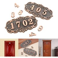 DRELD Old Antique Copper House Number Plastic Door Plate Custom Sign Door Number Sticker for Hotel Apartment Villa Door Plate