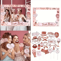 25pcs Bachelorette Party Rose Gold Photo Booth Props Set - Handheld Frame, Perfect for Bridal Showers & Wedding Celebrations