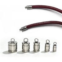 20 Pcs Stainless Steel End Cap Leather Rope End Buckle Hanging Hole Suitable for 2/3/4/5/6mm Rope Bracelet Connector Accessories