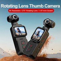 NCZOBOE 5K Pocket Action Camera Rotation Lens Quick Focus Sports Camcorder 1.69" Touch Screen Video Record Camera Anti Shake