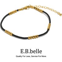 Black Rope 25 Steel Ball Anklet 316L Stainless Steel Jewelry Hypoallergenic 18K Gold Plated Women Bracelet on the Leg
