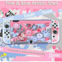 Pink & Blue Series Protective Case compatible with Nintendo Switch / OLED / Lite / Switch 2 - Colorful Ink-Style Artistic Shell