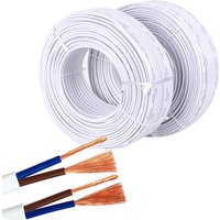Câble d'alimentation de 10 m / 2 conducteurs / Câble plat gainé 2x0,75 mm² / Broches en cuivre pur / Conducteur en cuivre / Câble électrique RVV