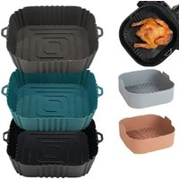 1PC Silicone Air Fryer Basket round Square Reusable Pan Liner for Pizza Fried Chicken Baking Kitchen Accessory