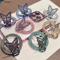 Korea Stylish Glitter Bling Butterfly Phone Holder For Magsafe Magnetic For iPhone 16 Mobile Phone Girl Bracket Gift Ring Stand