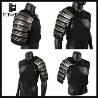 Tactical Armor Airsoft Paintball Single Shoulder Armor Stainless Steel Silver Armor Plate with Cross Straps Cosplay Protect Gear