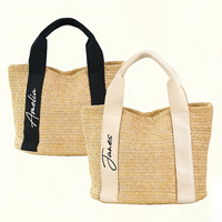 Custom Name Burlap Straw Tote Bag Bridal Shower Gift Wedding Day Souvenir Bachelorette Party Favor Bridesmaid Proposal Honeymoon