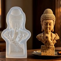 Prayer Buddha Candle Silicone Mold Unique Abstract Hollow Maitreya Buddha Resin Mould and Monk Buddha Gypsum Molds