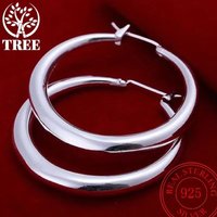 ALITREE 925 Sterling Silver 33mm Big Circle Round Hoop Earring For Women Fashion Design Earrings Birthday Christmas Fine Jewelry