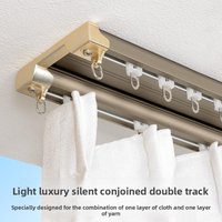 Double Layer Dual Tra Top Mount Silent Curtain Tra Inteated No Drilling Required Aluminum Alloy Exble Rods Sliding...