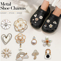 1/10PCS White Metal Series Shoe Accessories for Girls, Heart-Shaped Flower Charms for Shoes, Mushroom Cloud-Shaped Sandal Clogs