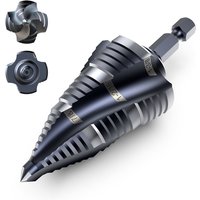 M35 Cobalt HSS Step Drill Bit 4 Spiral Flute 1/8"-1/2" Impact Unibit Stepped Drill Wear-Resistant Tiain Coated 1/4" Shank