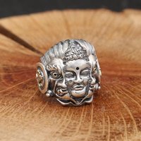 Domineering Buddha And Demon Ring For Men Jewelry Adjustable Personality Retro Buddha Ring Male Amulet Finger Accessories