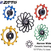 ZTTO 12T 13T MTB Bicycle Rear Derailleur Narrow Wide Jockey Wheel roller Ceramic Bearing Pulley CNC Road Bike Guide 4mm 5mm 6mm