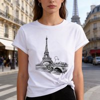 Women's 90s T Shirt Paris Print T-shirt Girl Short Sleeve Crew Neck Casual Tees Tops for Summer Spring Clothing