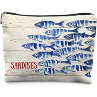 1pc Vintage Sardine Fish Makeup Bag - Ocean Beach Lovers Gift, Retro Nautical Zipper Pouch for Women & Men